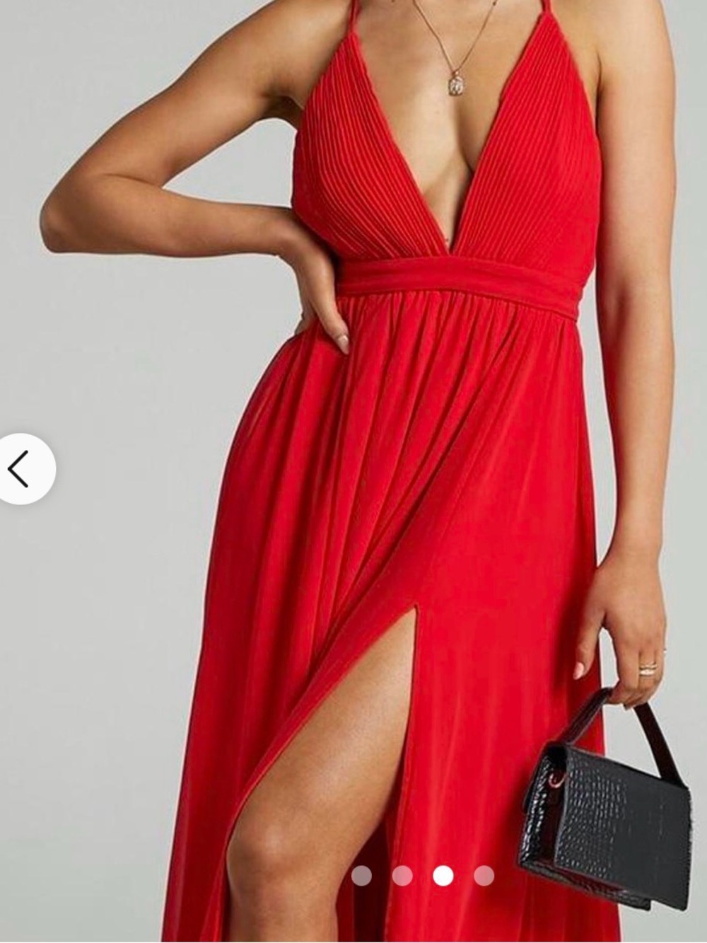 ShowPo. Red V-Neck Maxi Dress with Thigh Slit 8